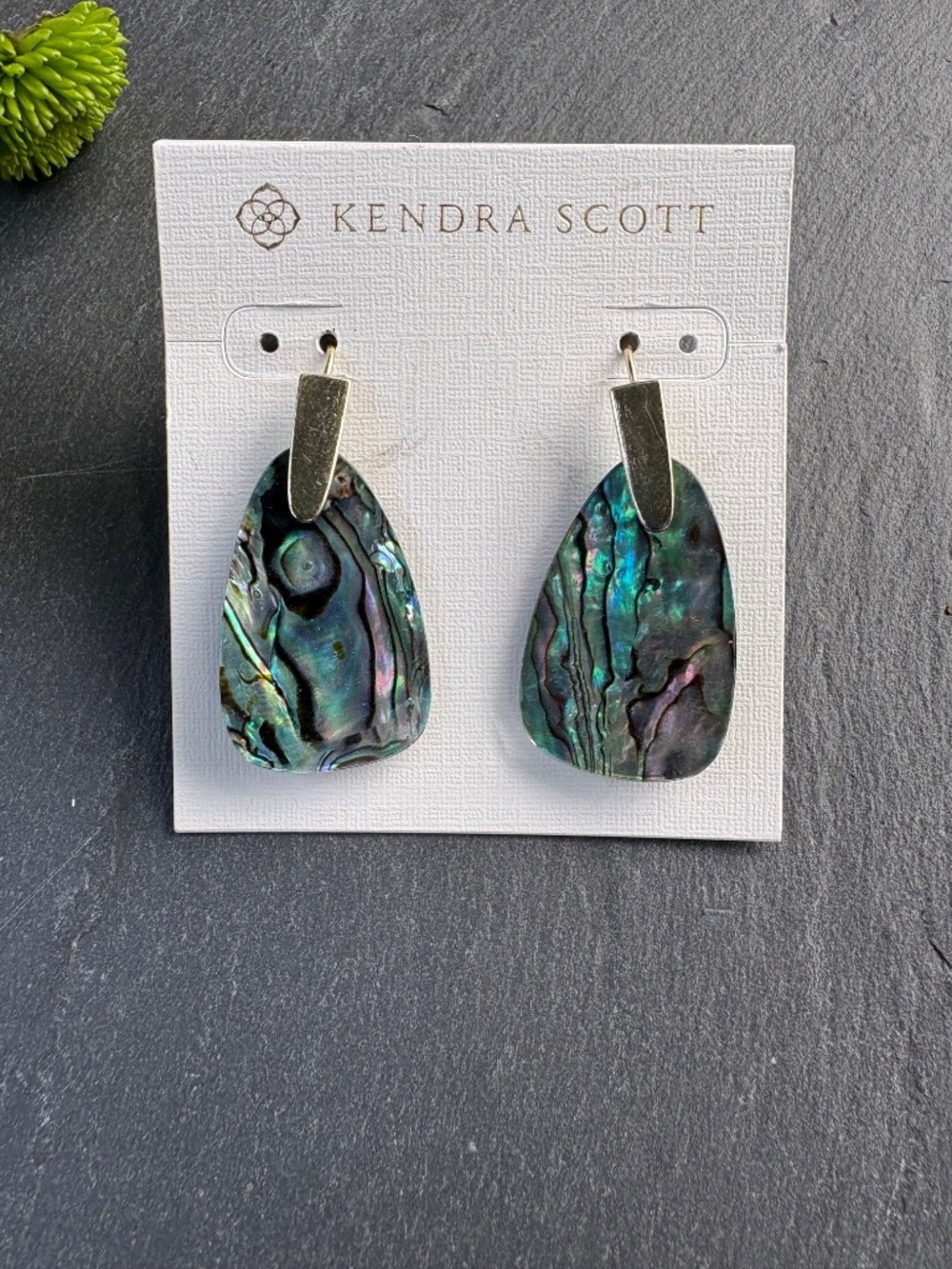 Kendra Scott Marty Drop Earrings Abalone Shell Rhodium Silver NIB Retired